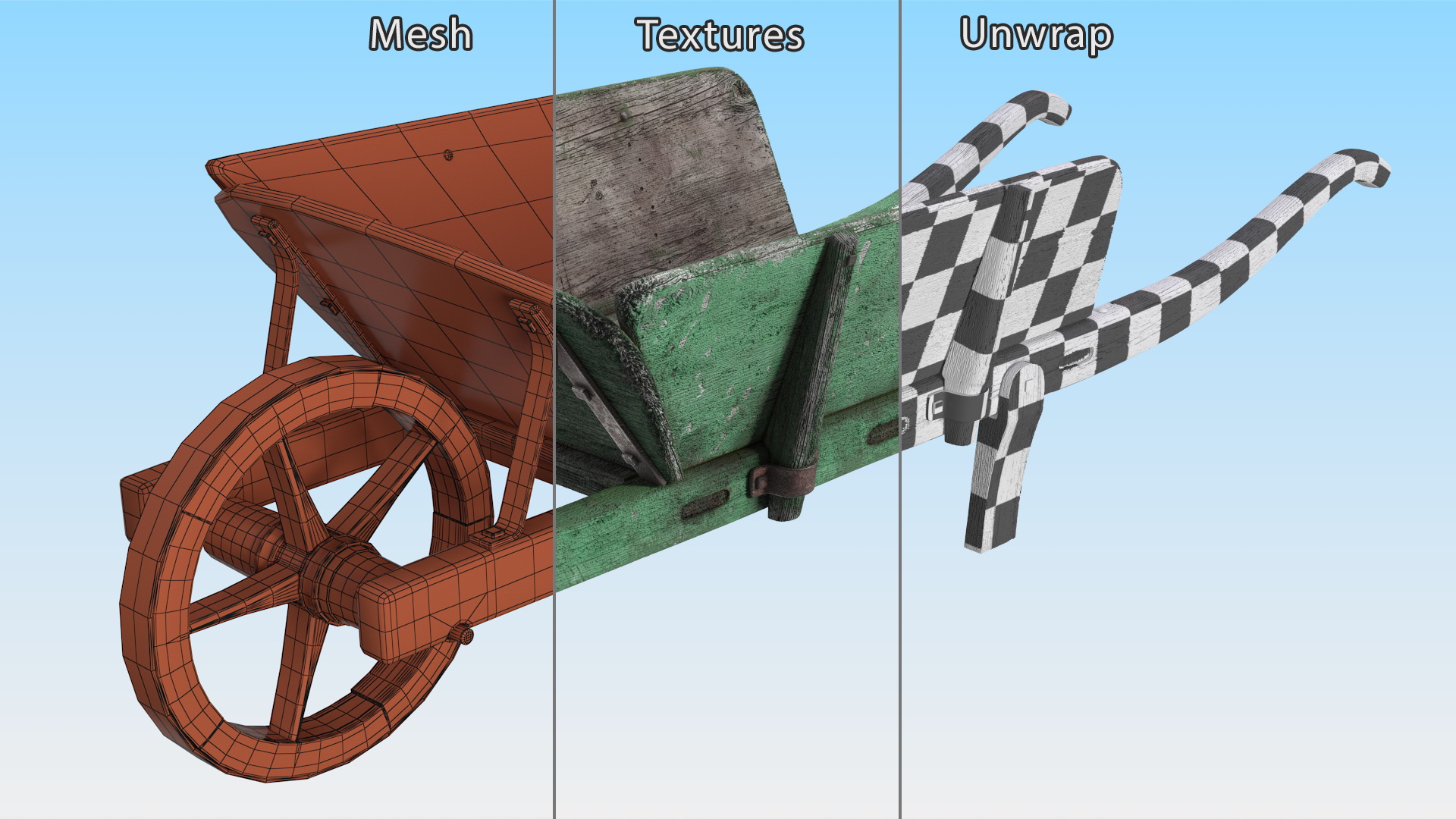 3D model Vintage Wheelbarrow Green