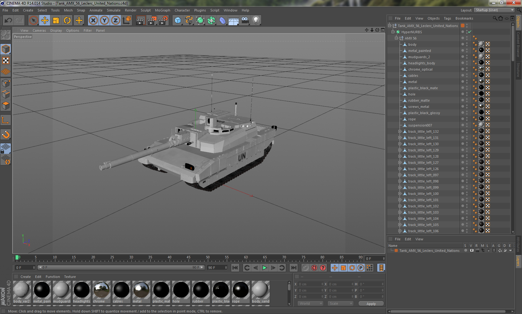 Tank AMX 56 Leclerc United Nations 3D model