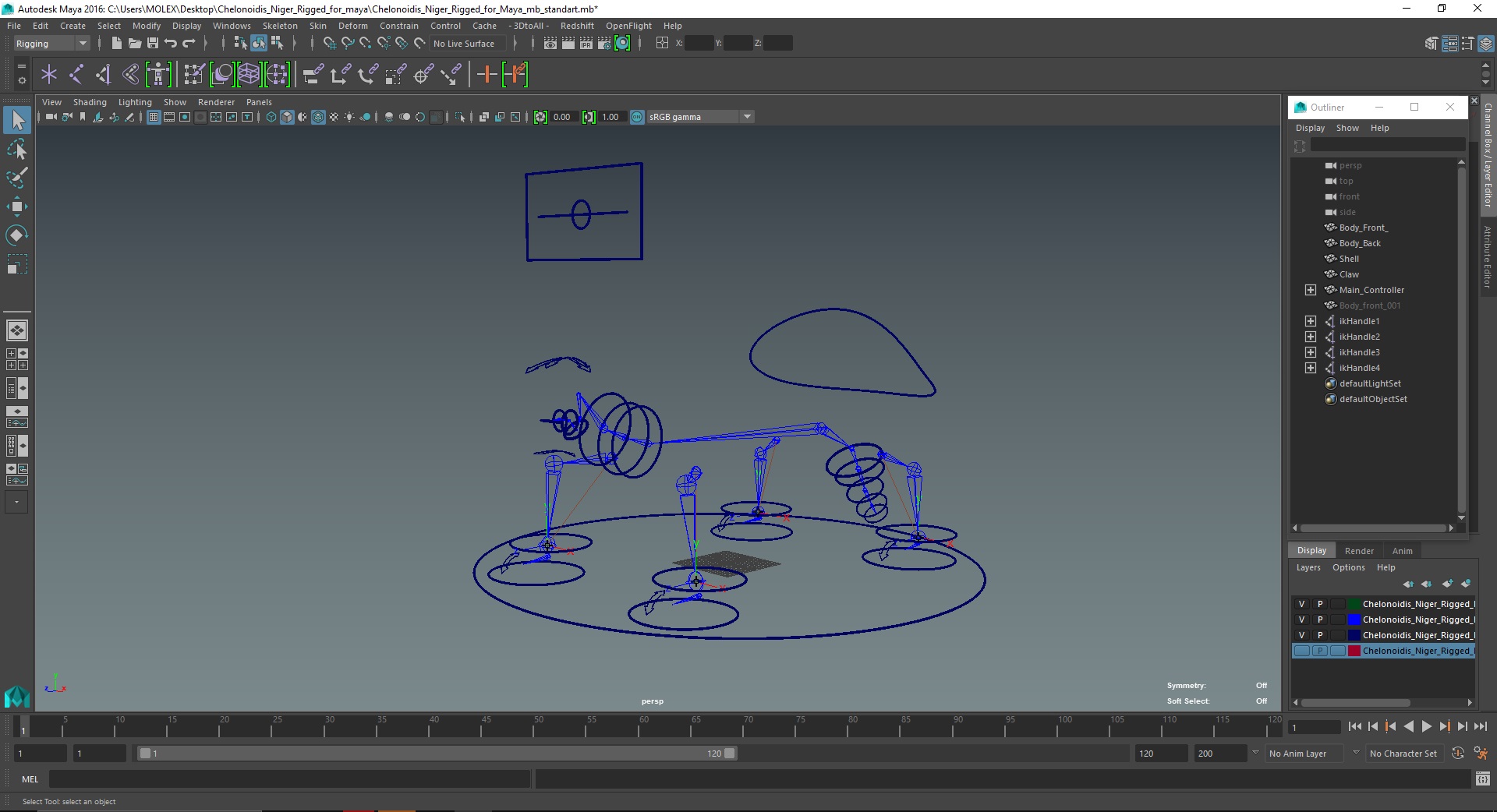 3D Chelonoidis Niger Rigged for Maya model