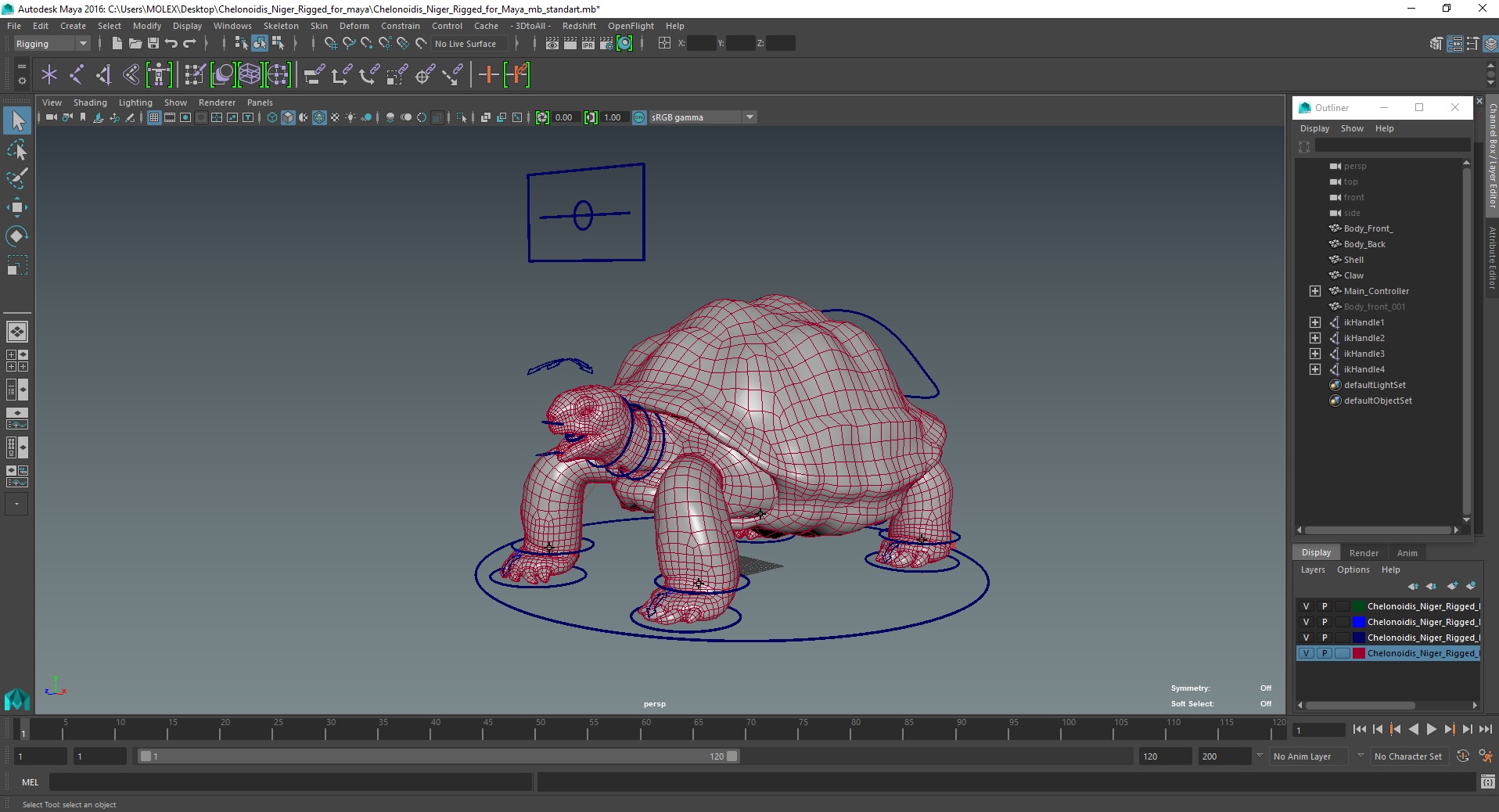 3D Chelonoidis Niger Rigged for Maya model
