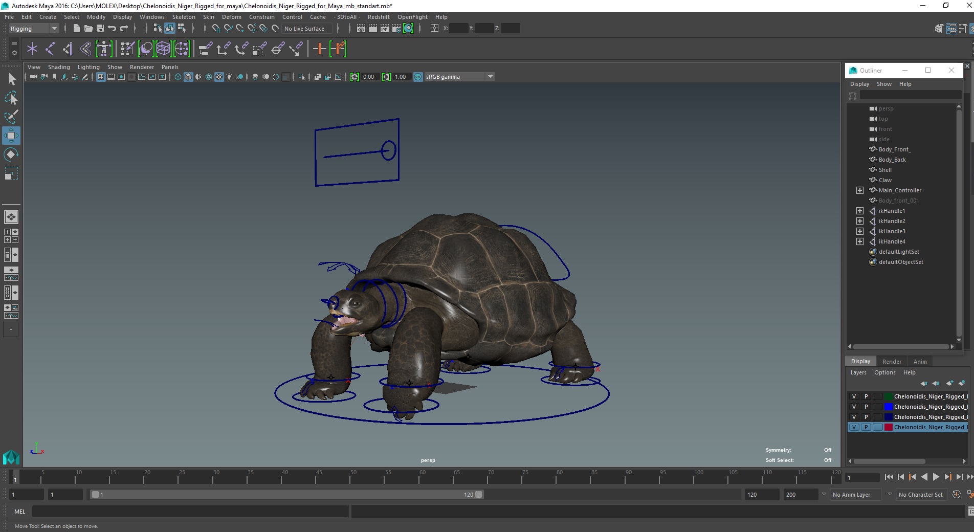 3D Chelonoidis Niger Rigged for Maya model