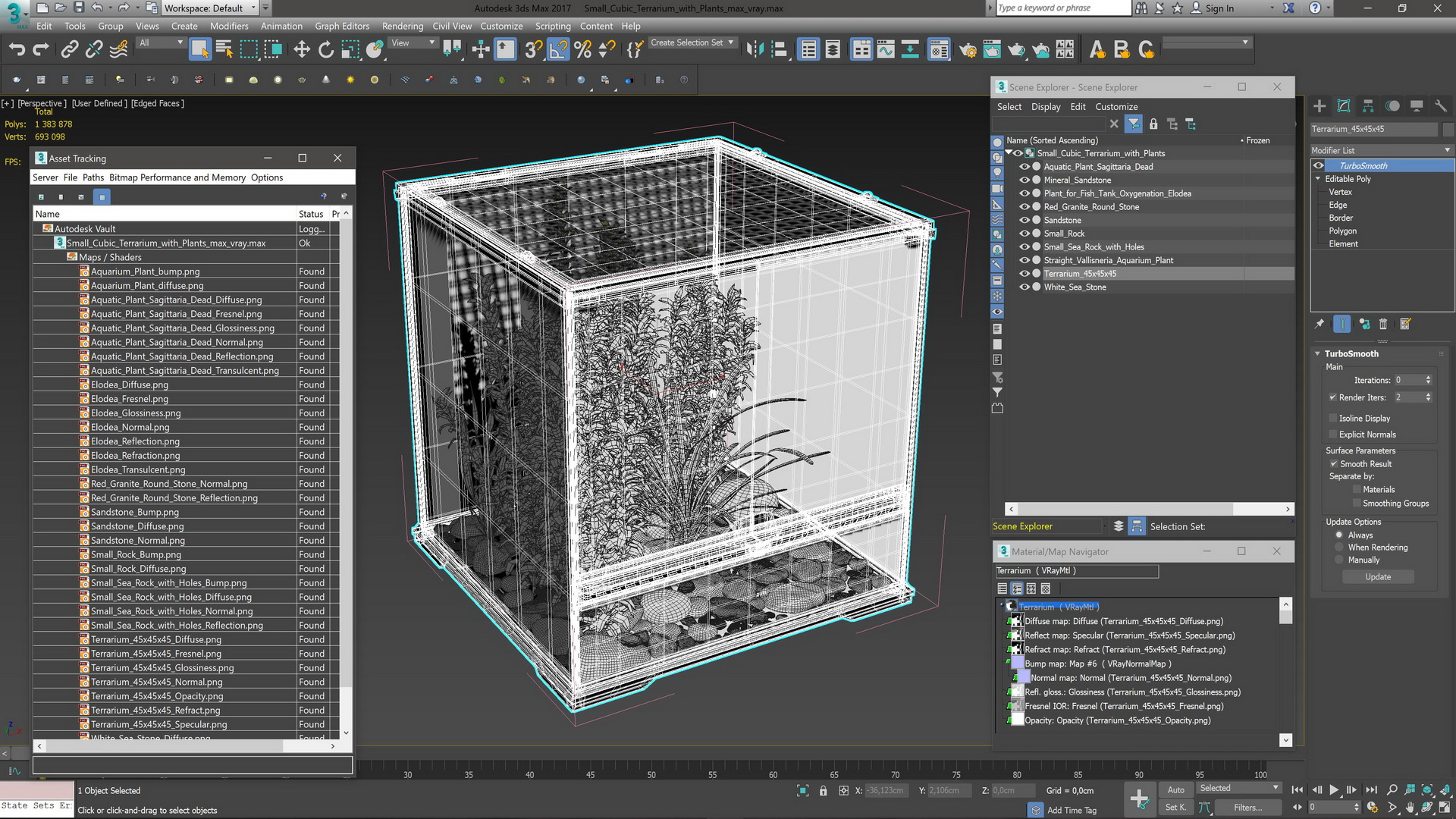 3D Small Cubic Terrarium with Plants model