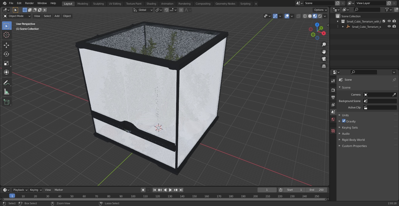 3D Small Cubic Terrarium with Plants model