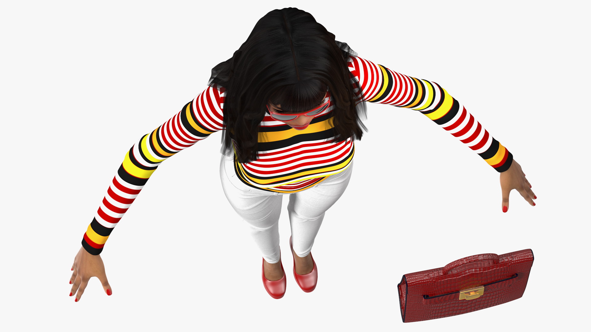 Fashionable Style Teenage Light Skin Black Girl T Pose 3D model