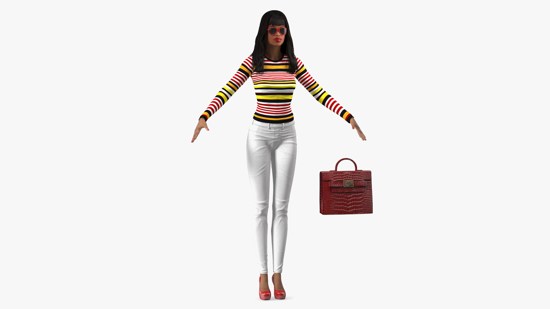Fashionable Style Teenage Light Skin Black Girl T Pose 3D model