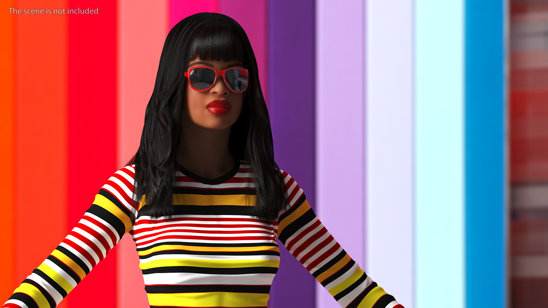Fashionable Style Teenage Light Skin Black Girl T Pose 3D model