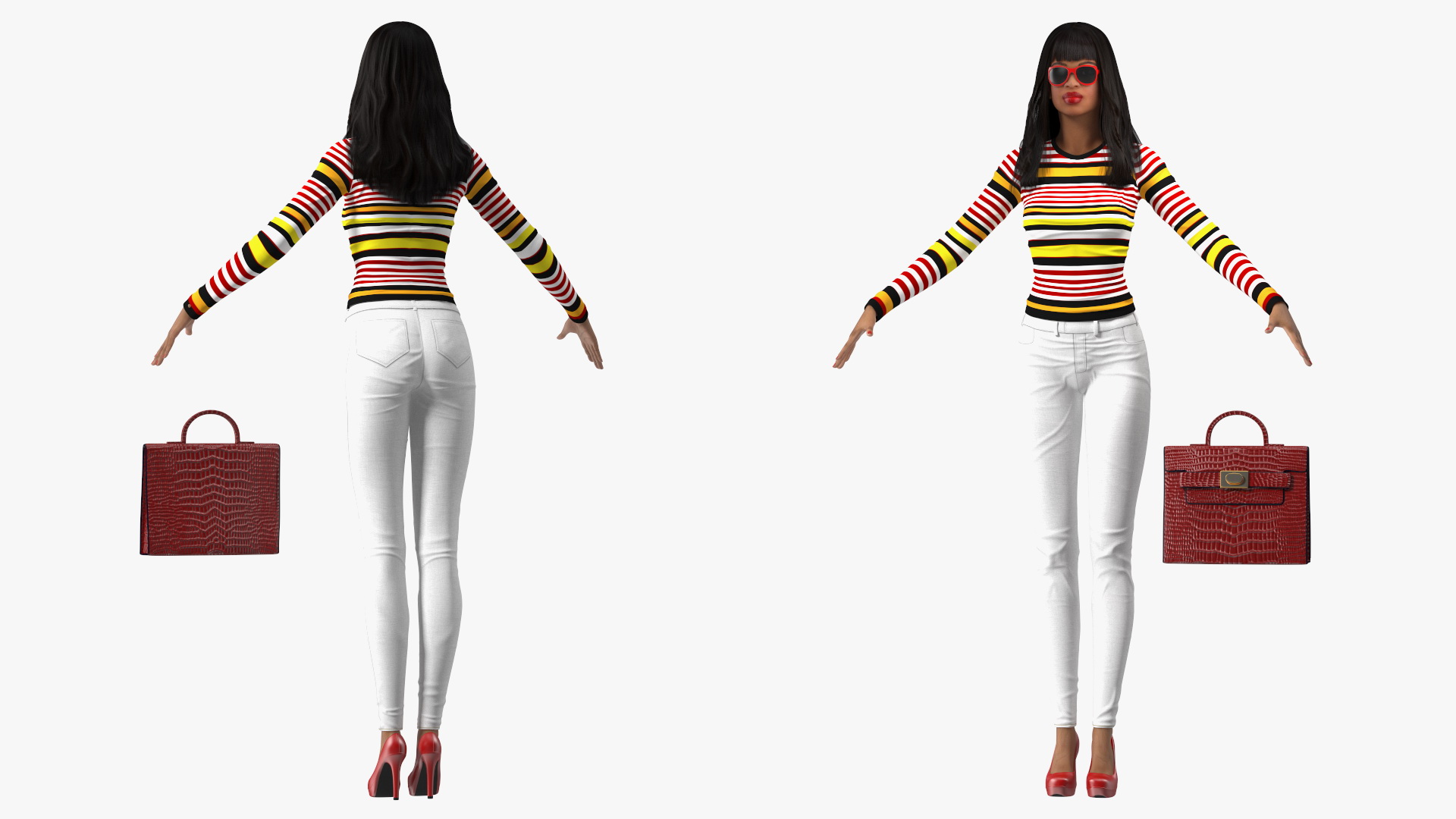 Fashionable Style Teenage Light Skin Black Girl T Pose 3D model