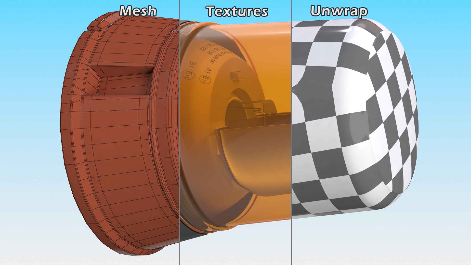 3D Flashing Rotating Beacon Orange