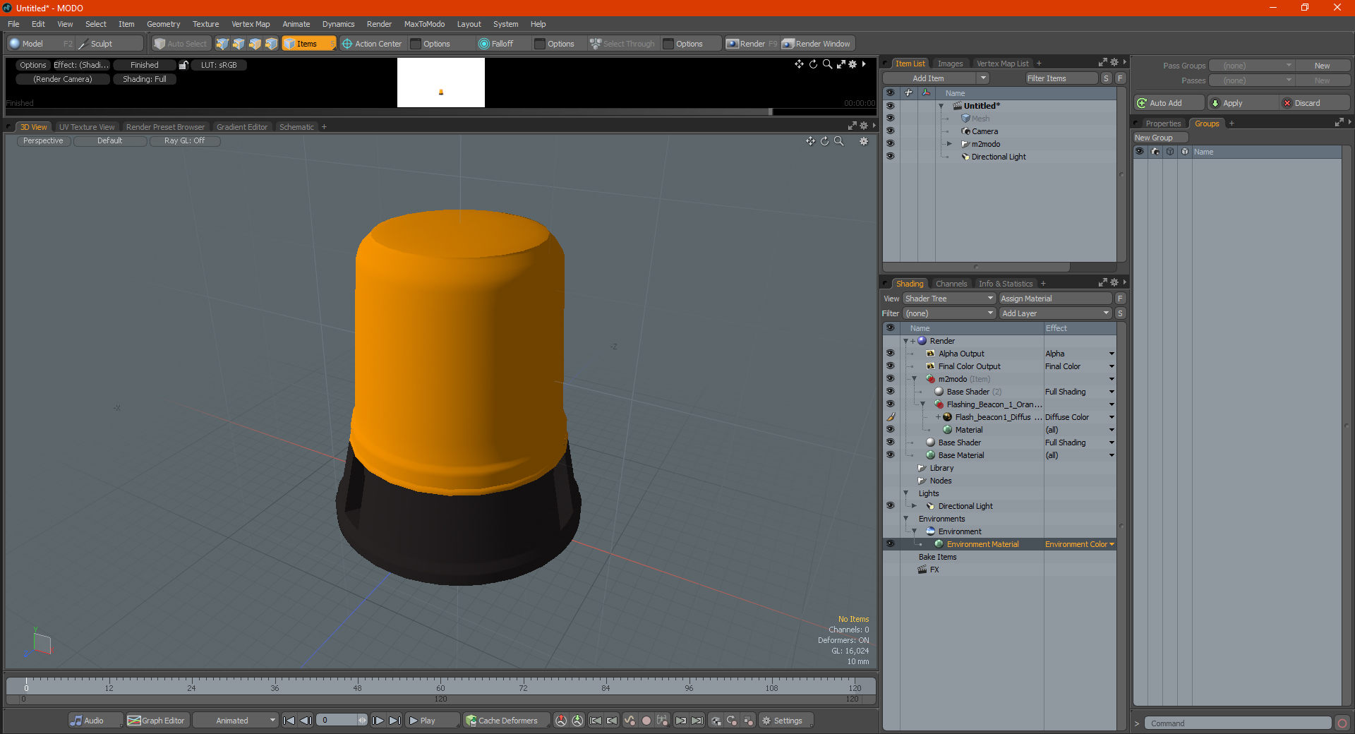 3D Flashing Rotating Beacon Orange