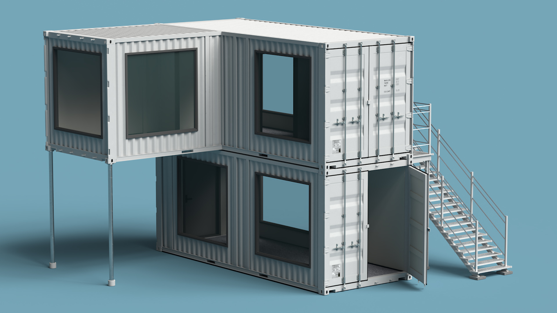 Small Office from Containers White 3D model