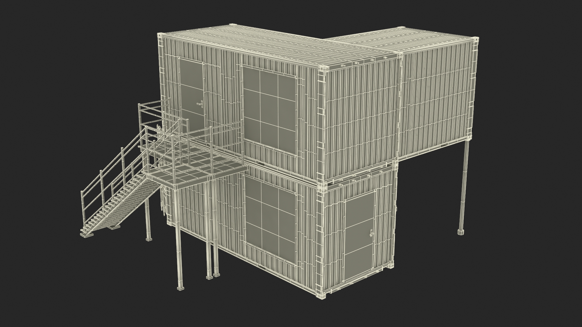 Small Office from Containers White 3D model