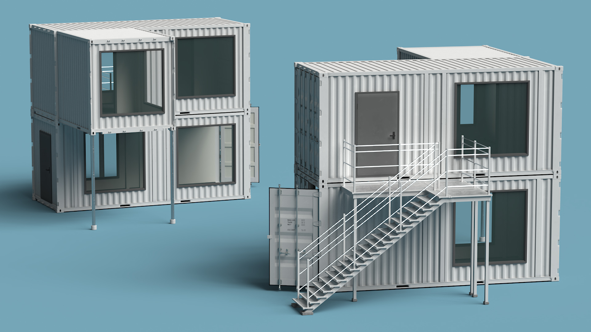 Small Office from Containers White 3D model
