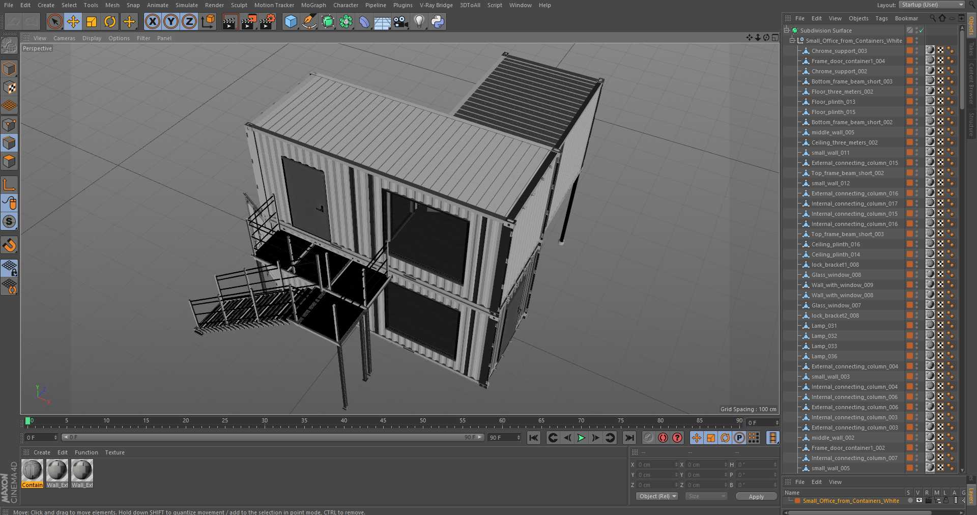 Small Office from Containers White 3D model