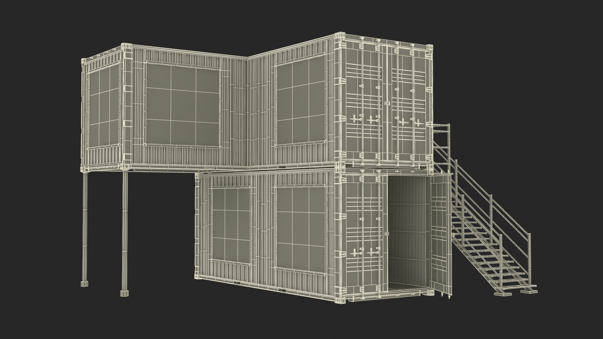 Small Office from Containers White 3D model
