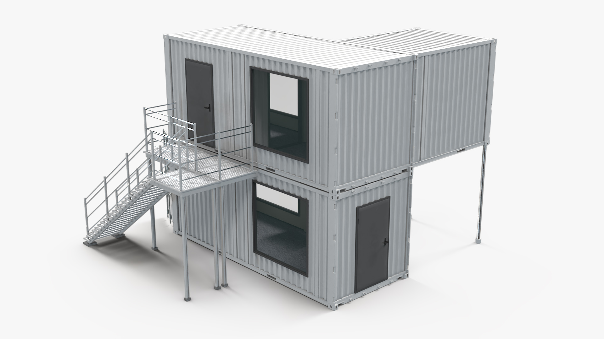Small Office from Containers White 3D model