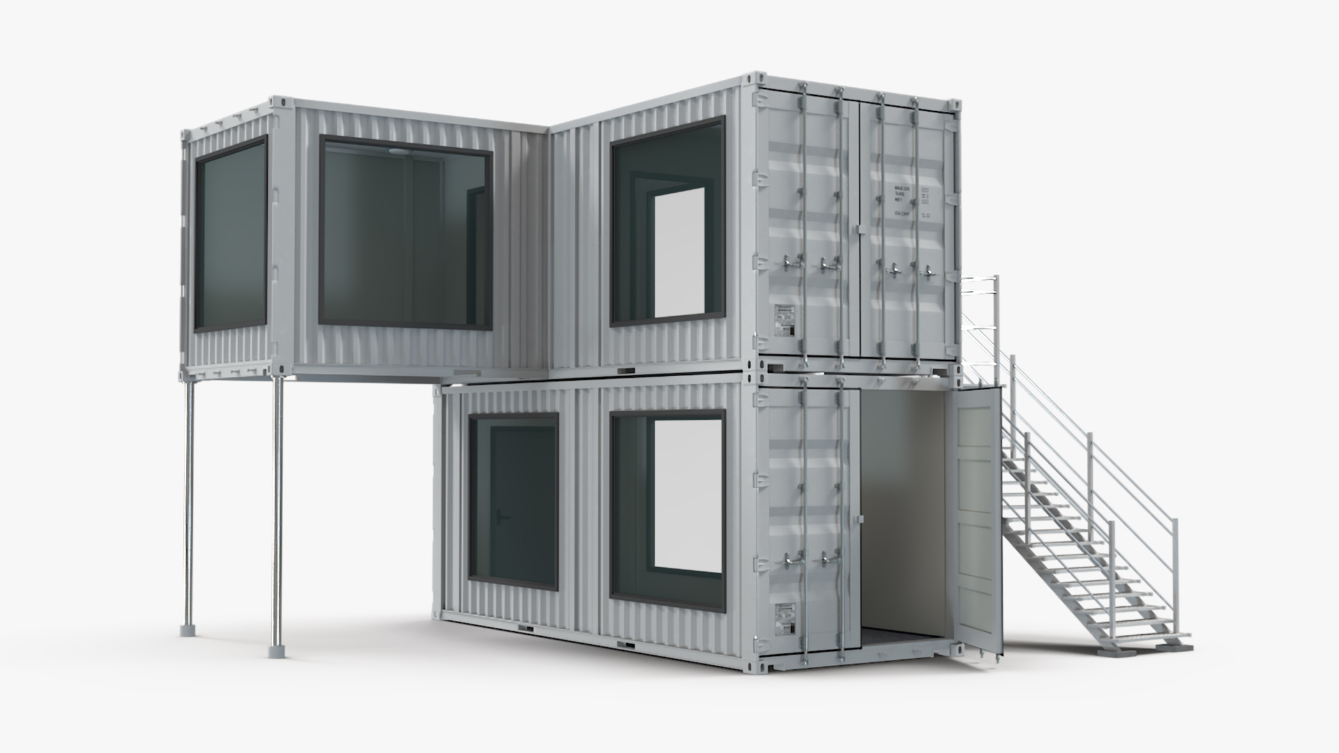 Small Office from Containers White 3D model
