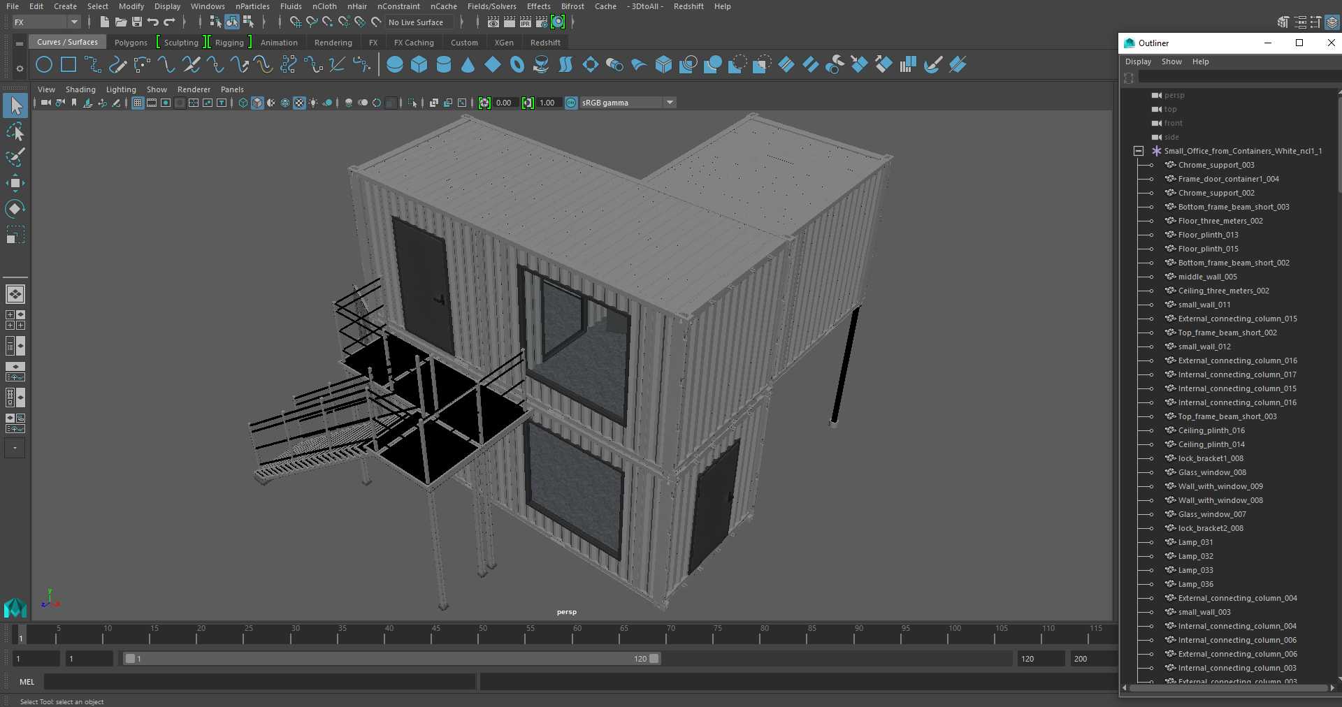 Small Office from Containers White 3D model