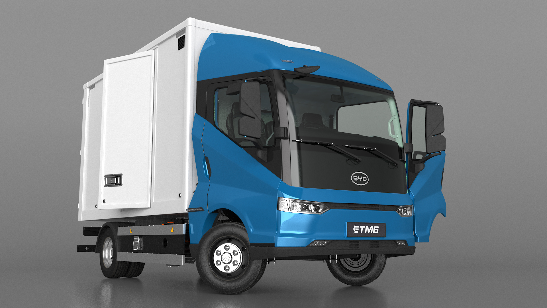 3D model Truck BYD ETM6 Blue Rigged for Maya