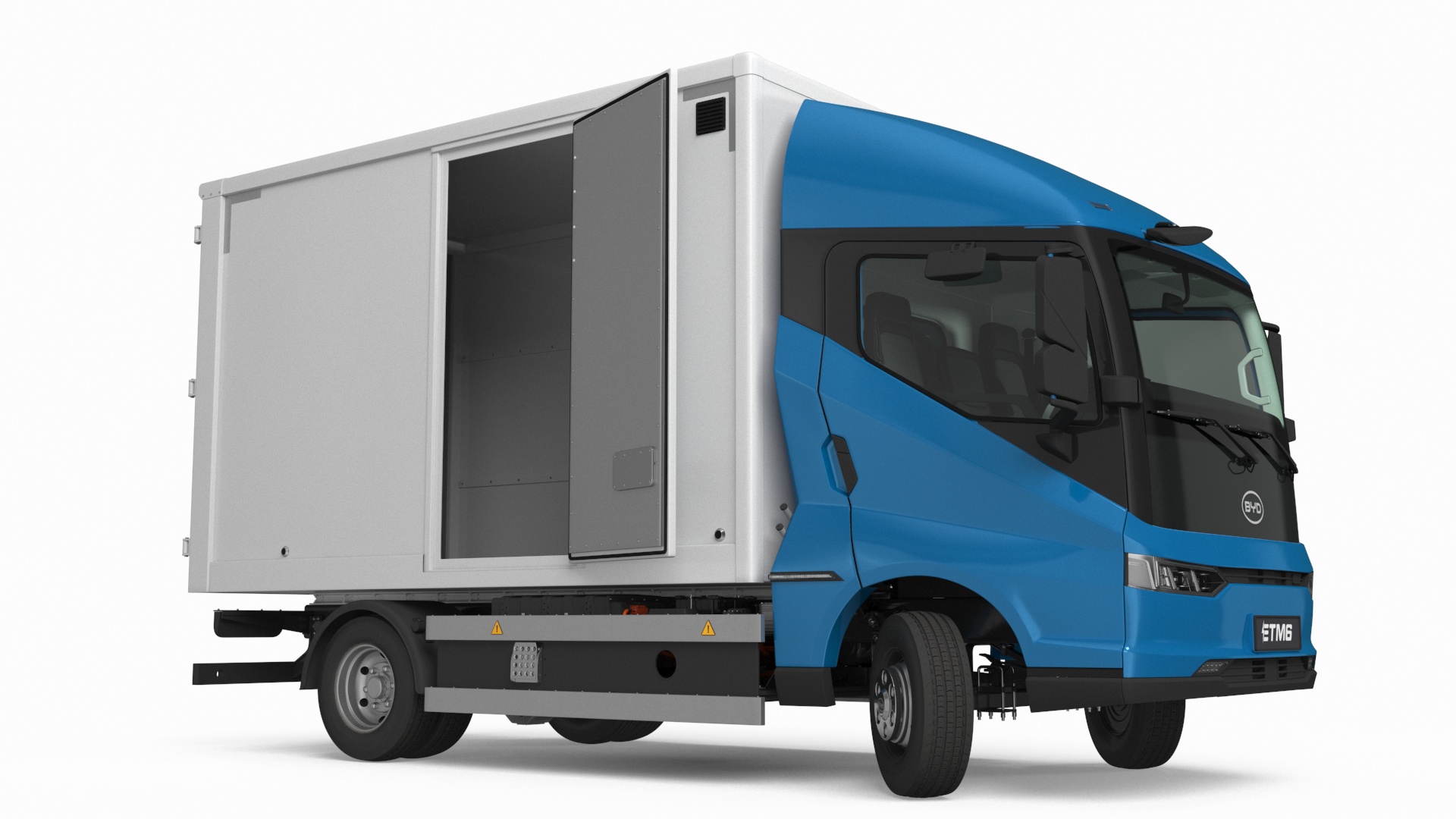 3D model Truck BYD ETM6 Blue Rigged for Maya