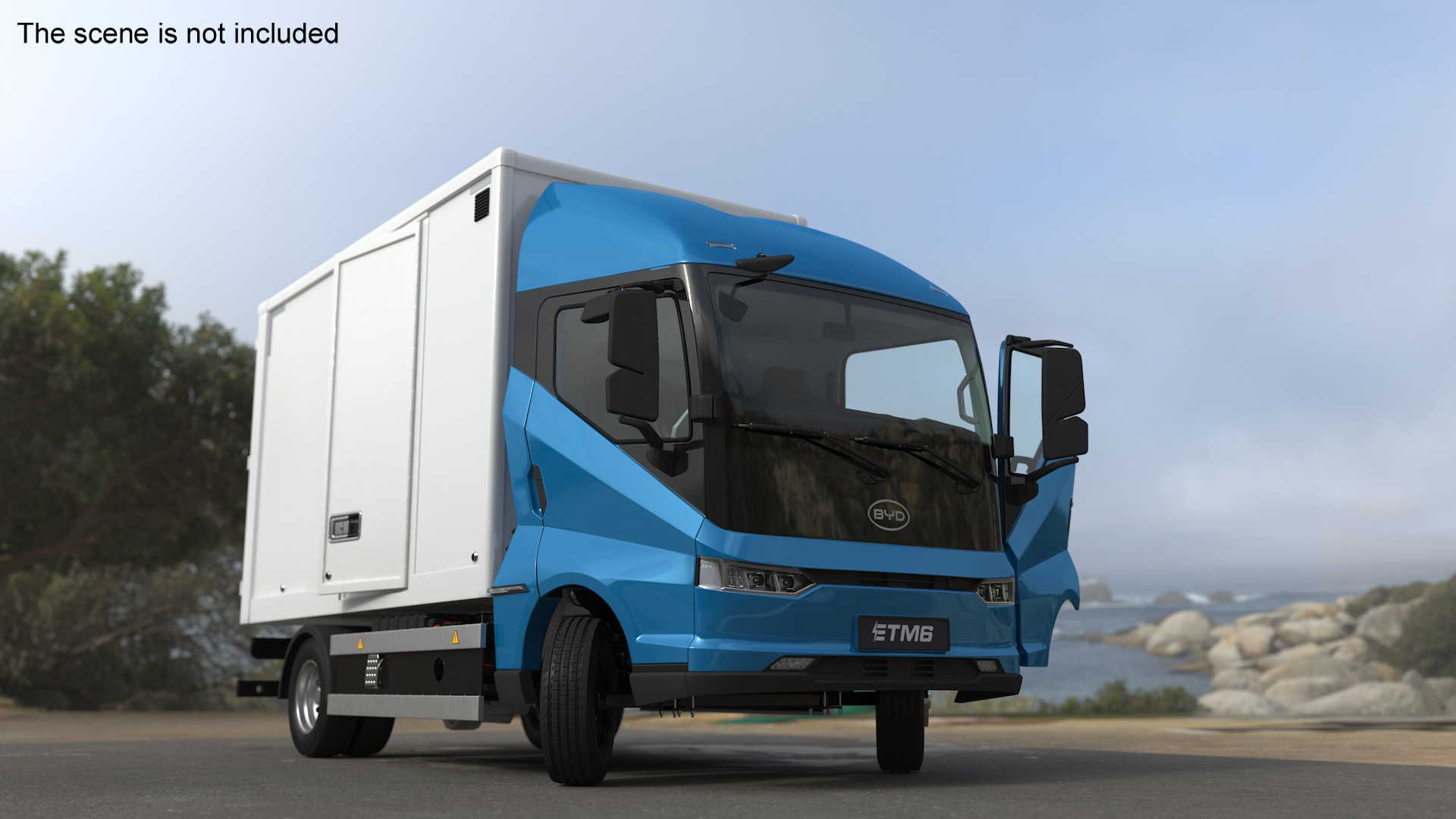3D model Truck BYD ETM6 Blue Rigged for Maya
