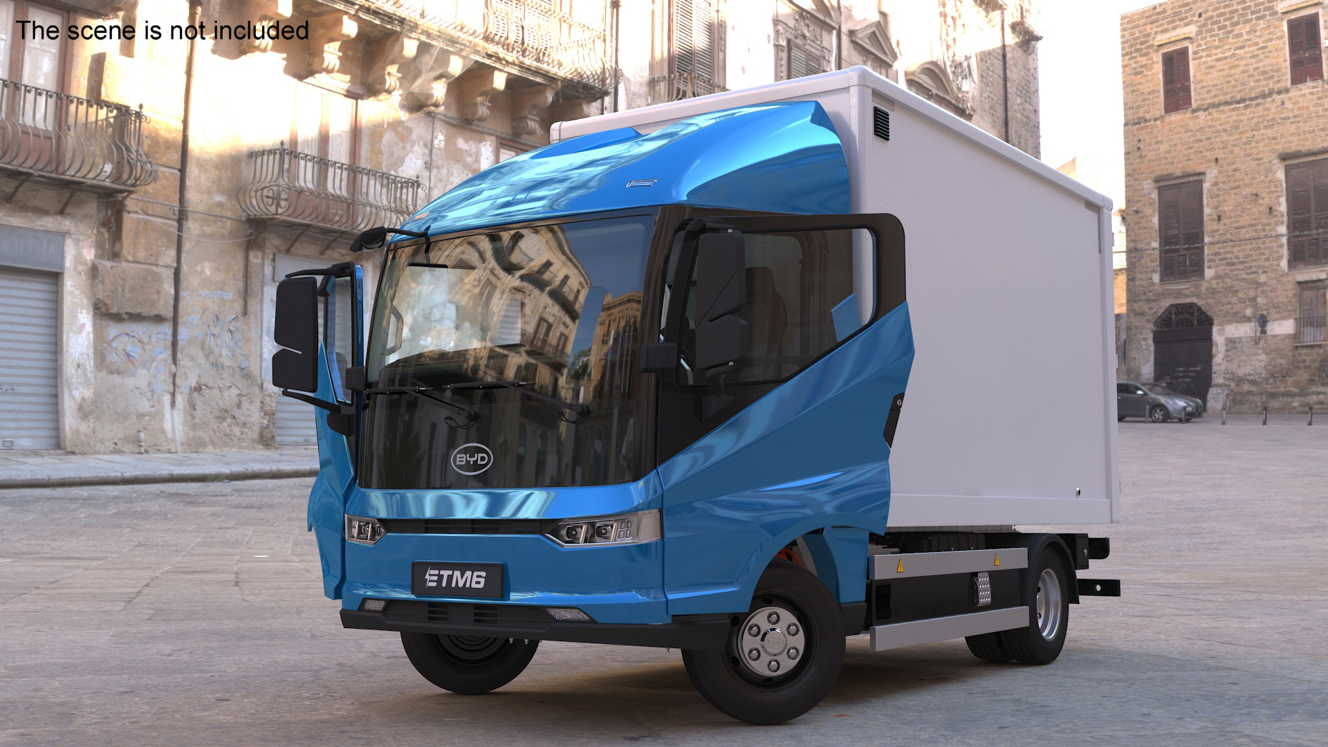 3D model Truck BYD ETM6 Blue Rigged for Maya