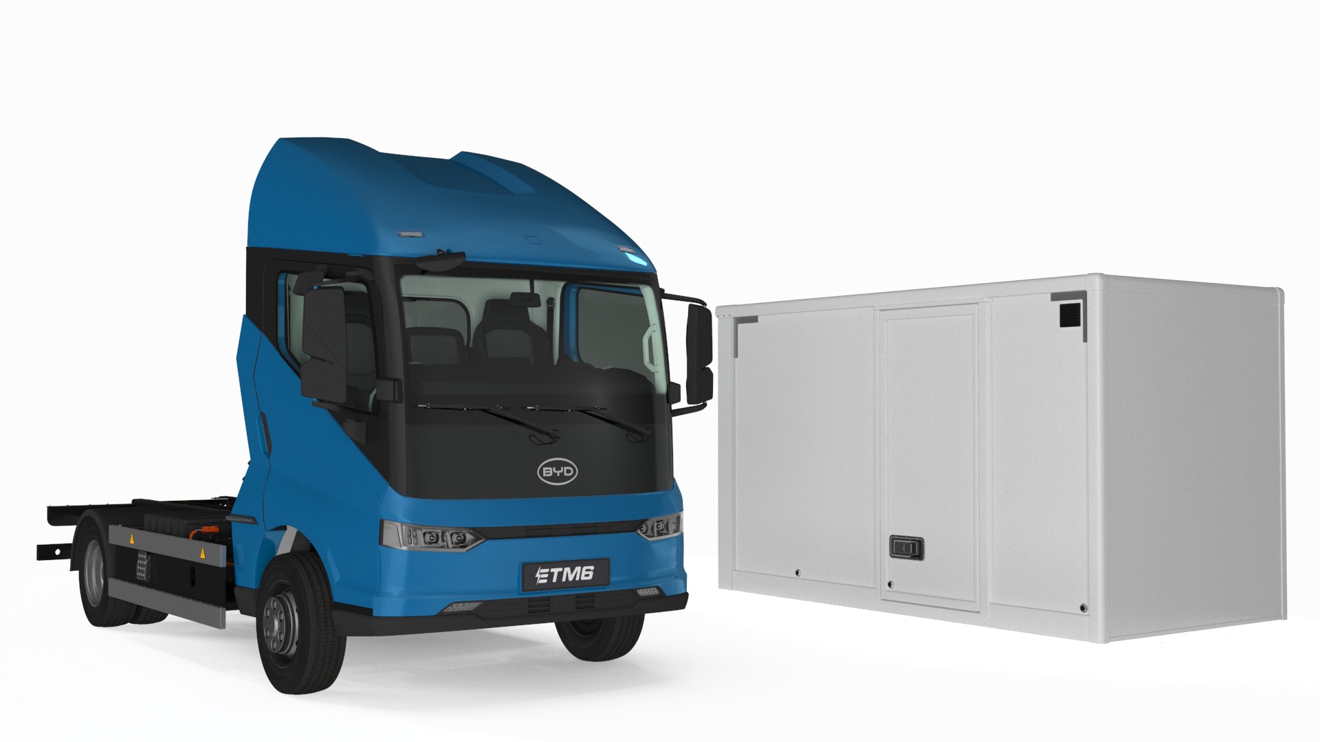 3D model Truck BYD ETM6 Blue Rigged for Maya