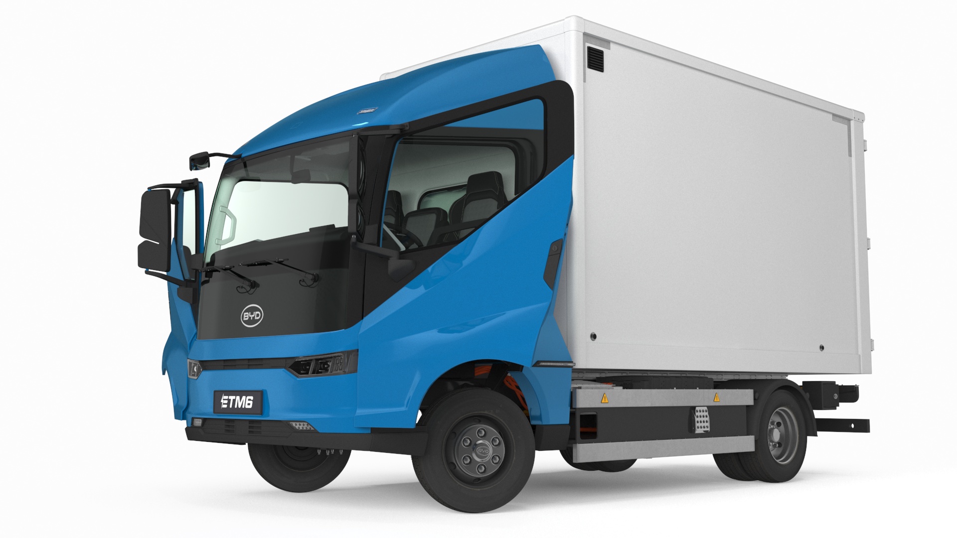 3D model Truck BYD ETM6 Blue Rigged for Maya