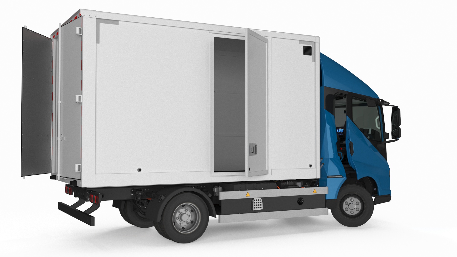 3D model Truck BYD ETM6 Blue Rigged for Maya