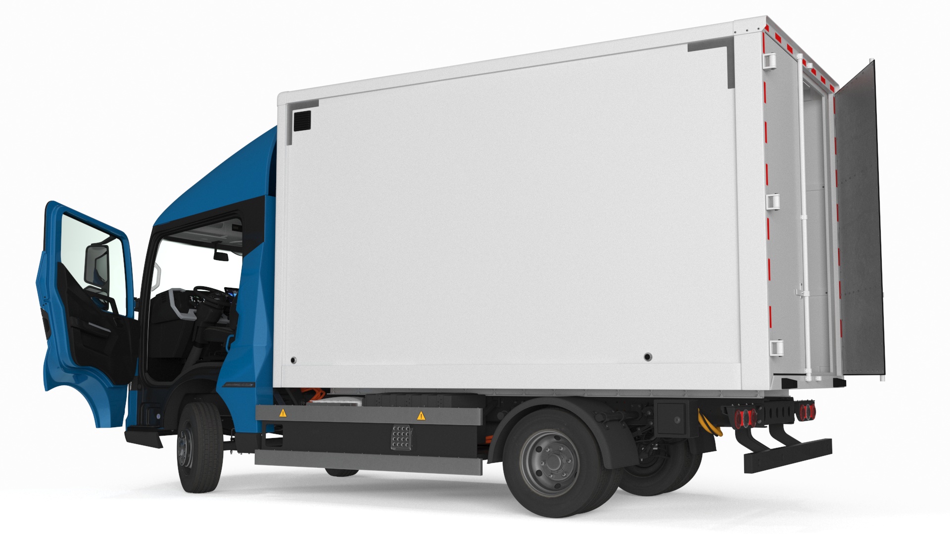 3D model Truck BYD ETM6 Blue Rigged for Maya