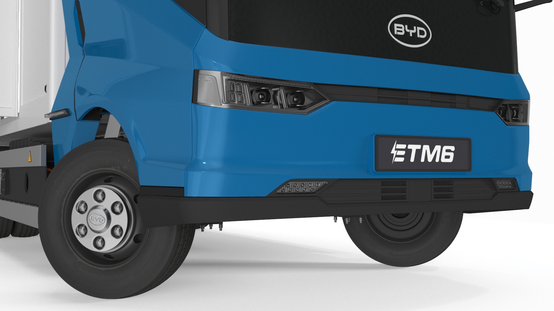 3D model Truck BYD ETM6 Blue Rigged for Maya