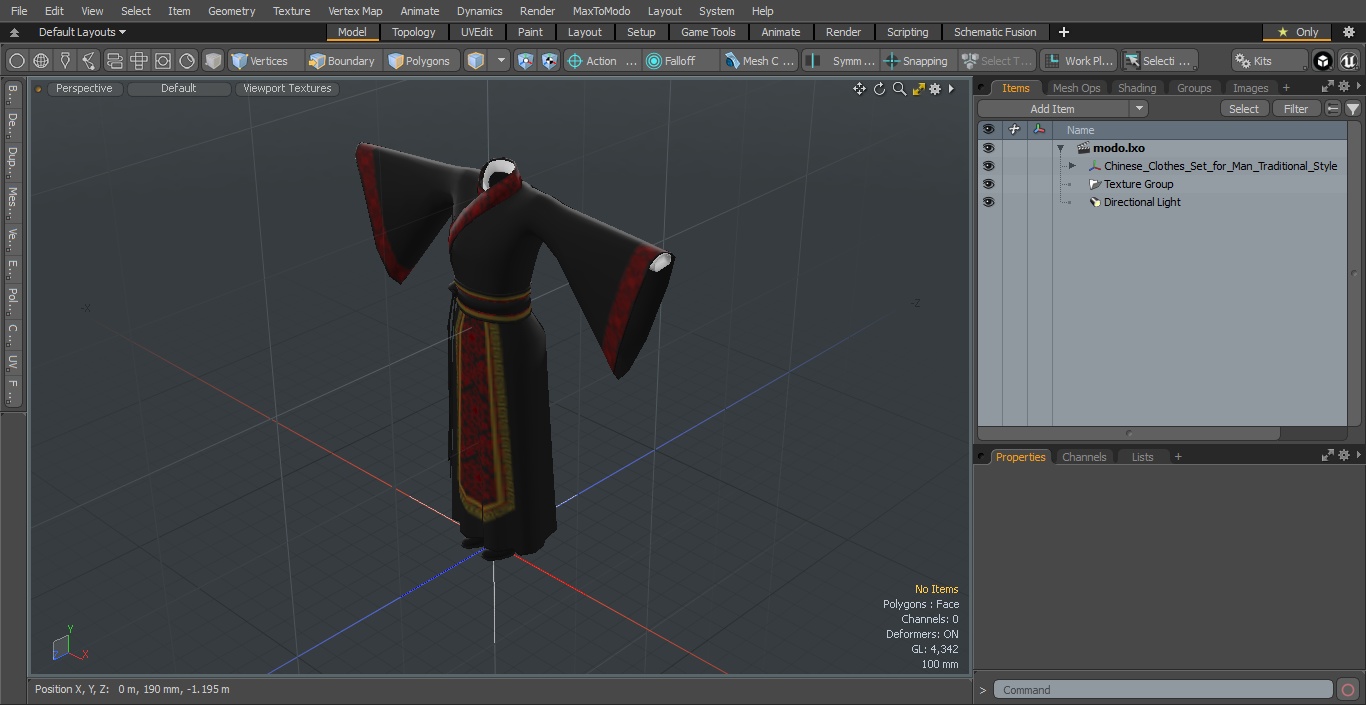 3D model Chinese Clothes Set for Man Traditional Style