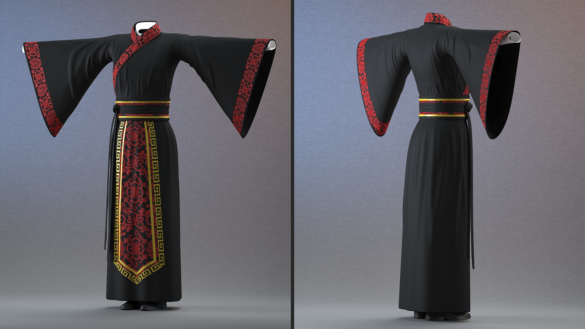 3D model Chinese Clothes Set for Man Traditional Style