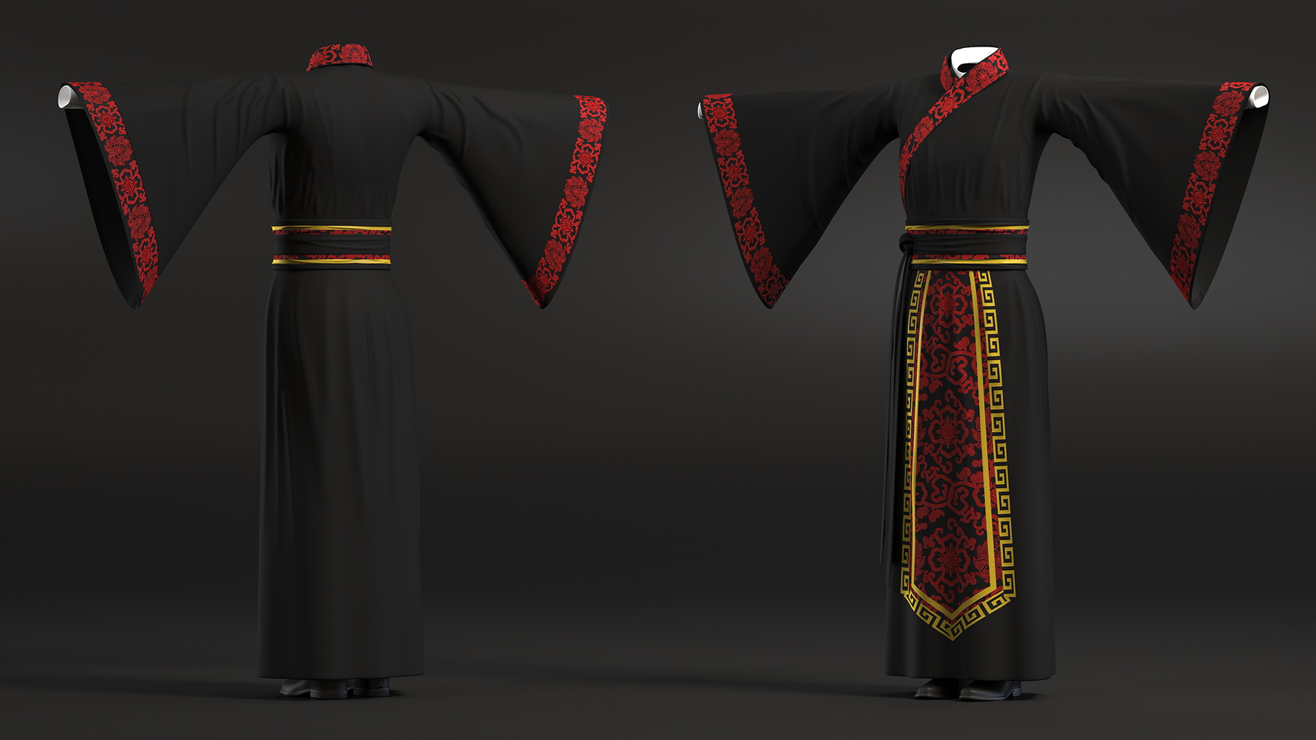 3D model Chinese Clothes Set for Man Traditional Style