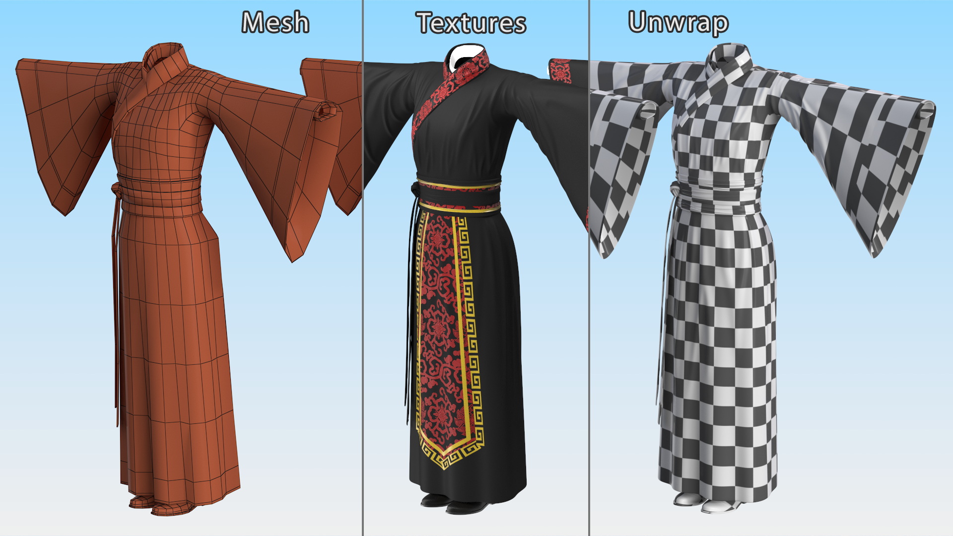 3D model Chinese Clothes Set for Man Traditional Style