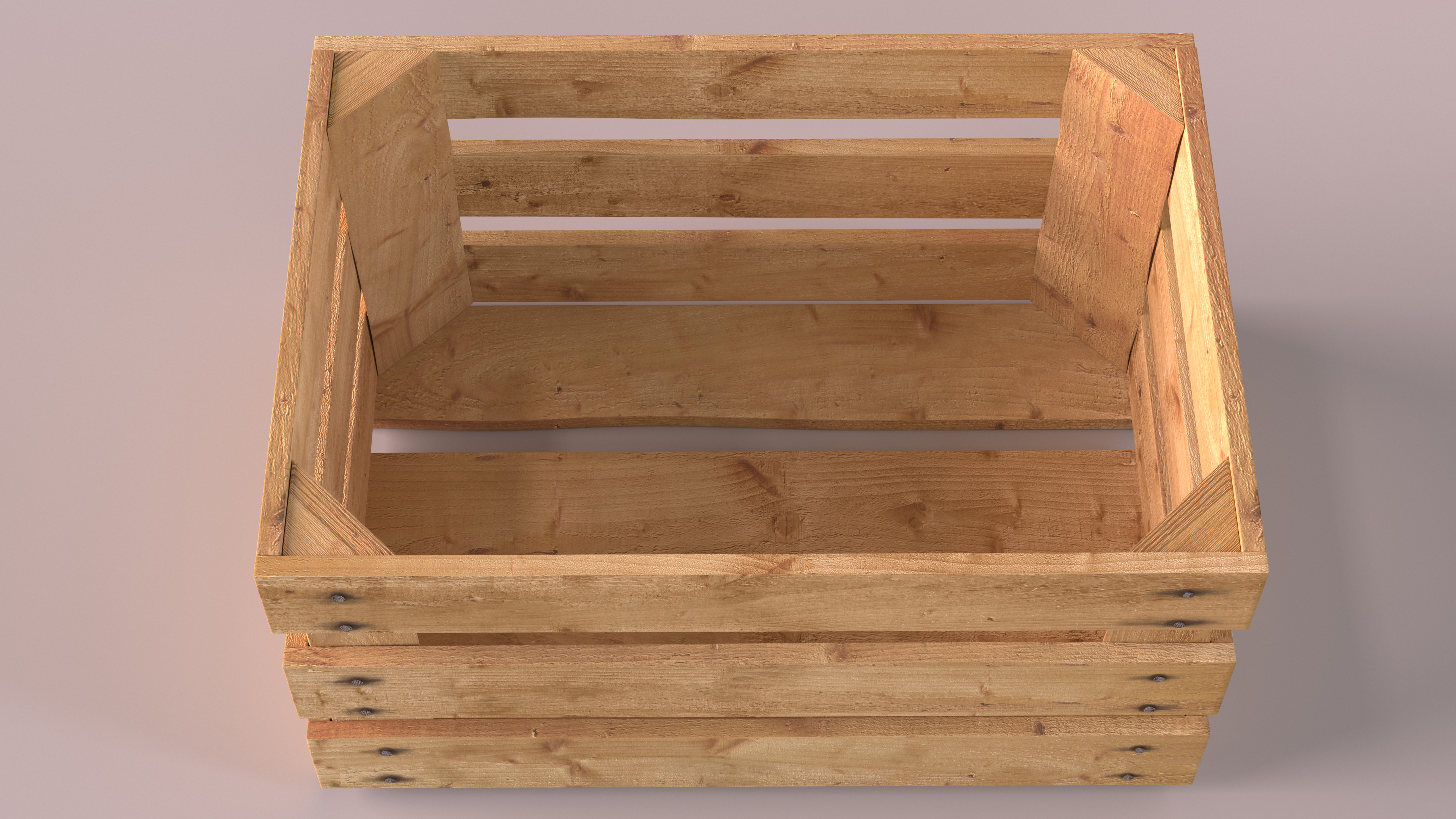 Vintage Wood Open Slat Fruit Crate 3D model