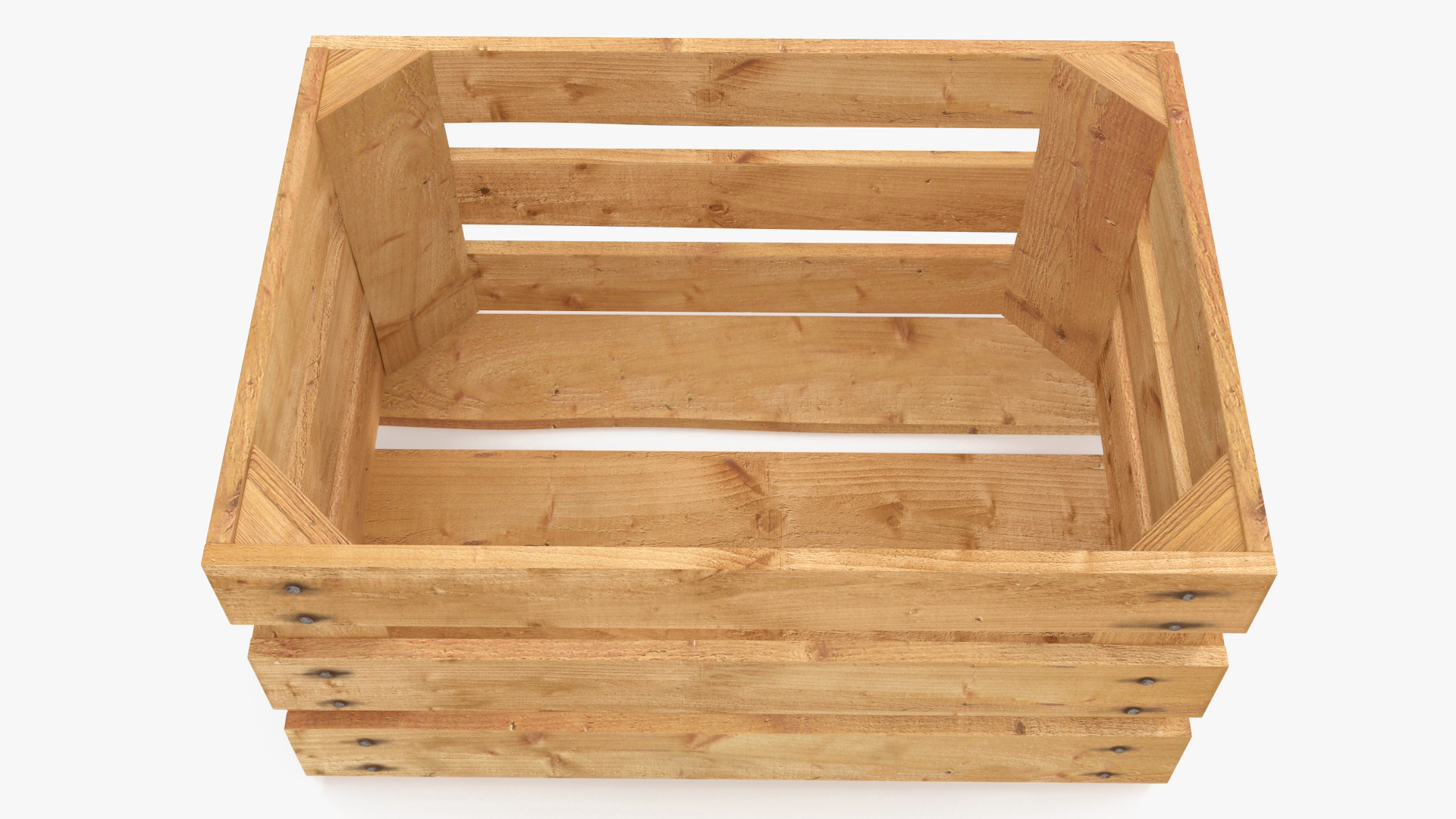 Vintage Wood Open Slat Fruit Crate 3D model