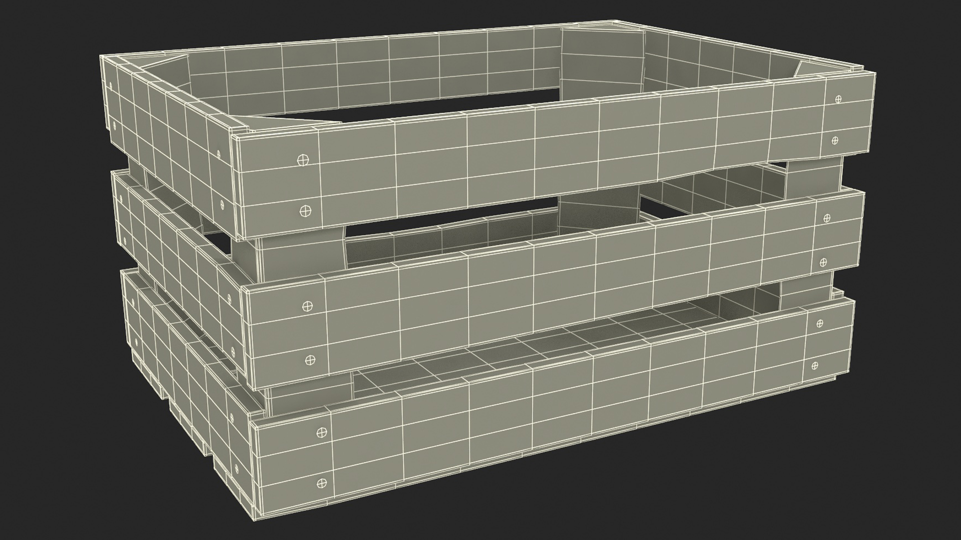 Vintage Wood Open Slat Fruit Crate 3D model