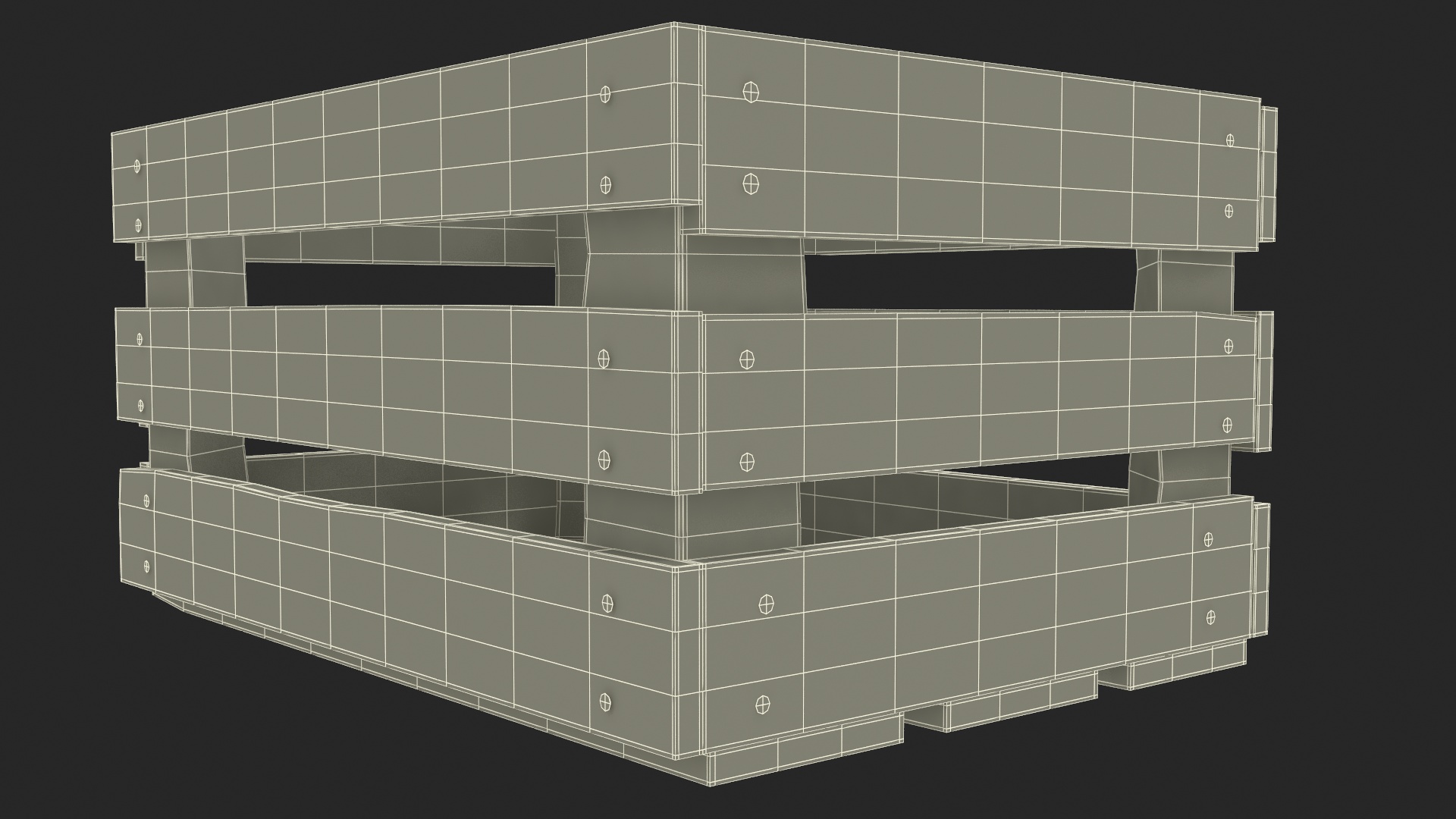 Vintage Wood Open Slat Fruit Crate 3D model