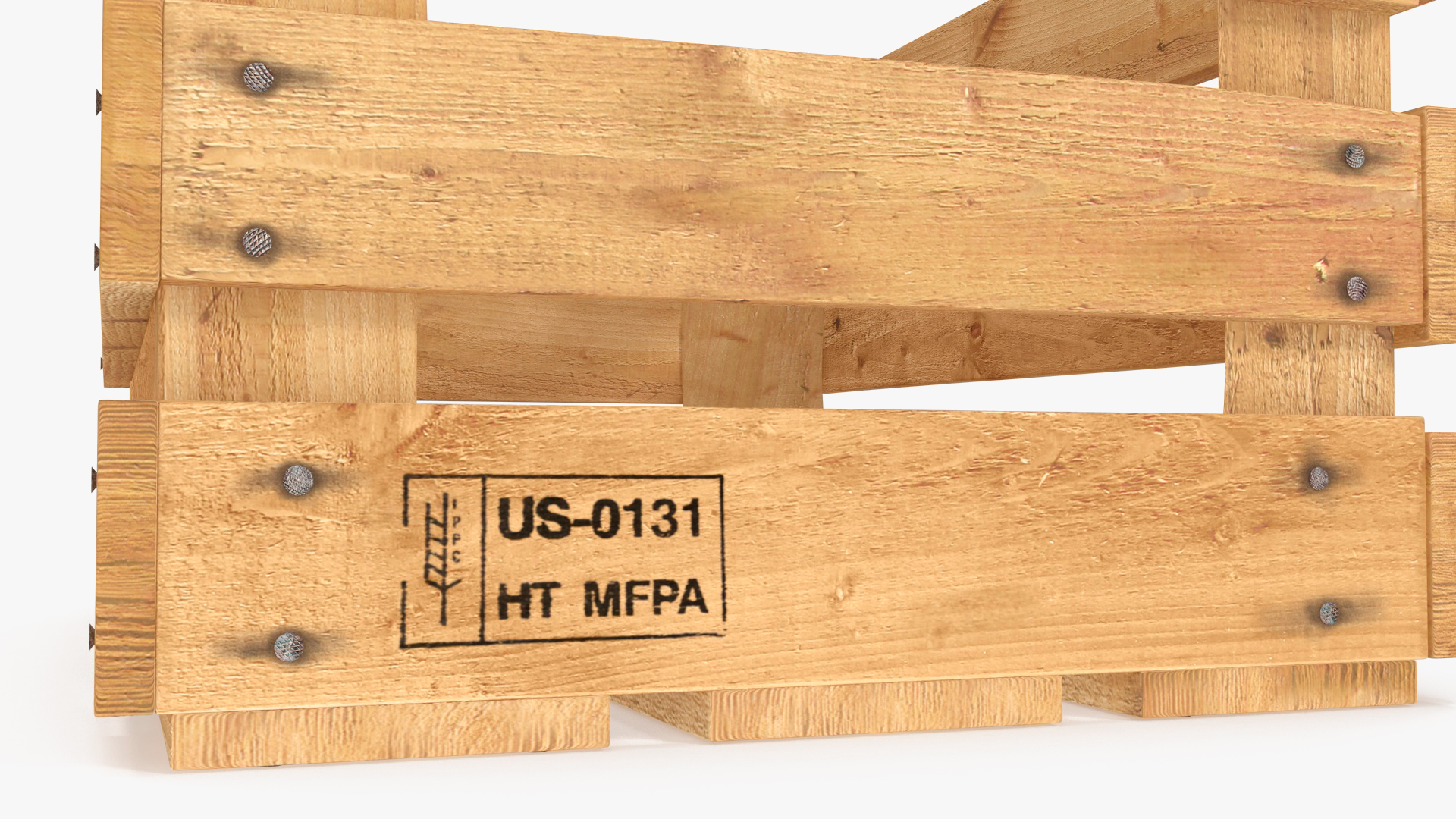 Vintage Wood Open Slat Fruit Crate 3D model