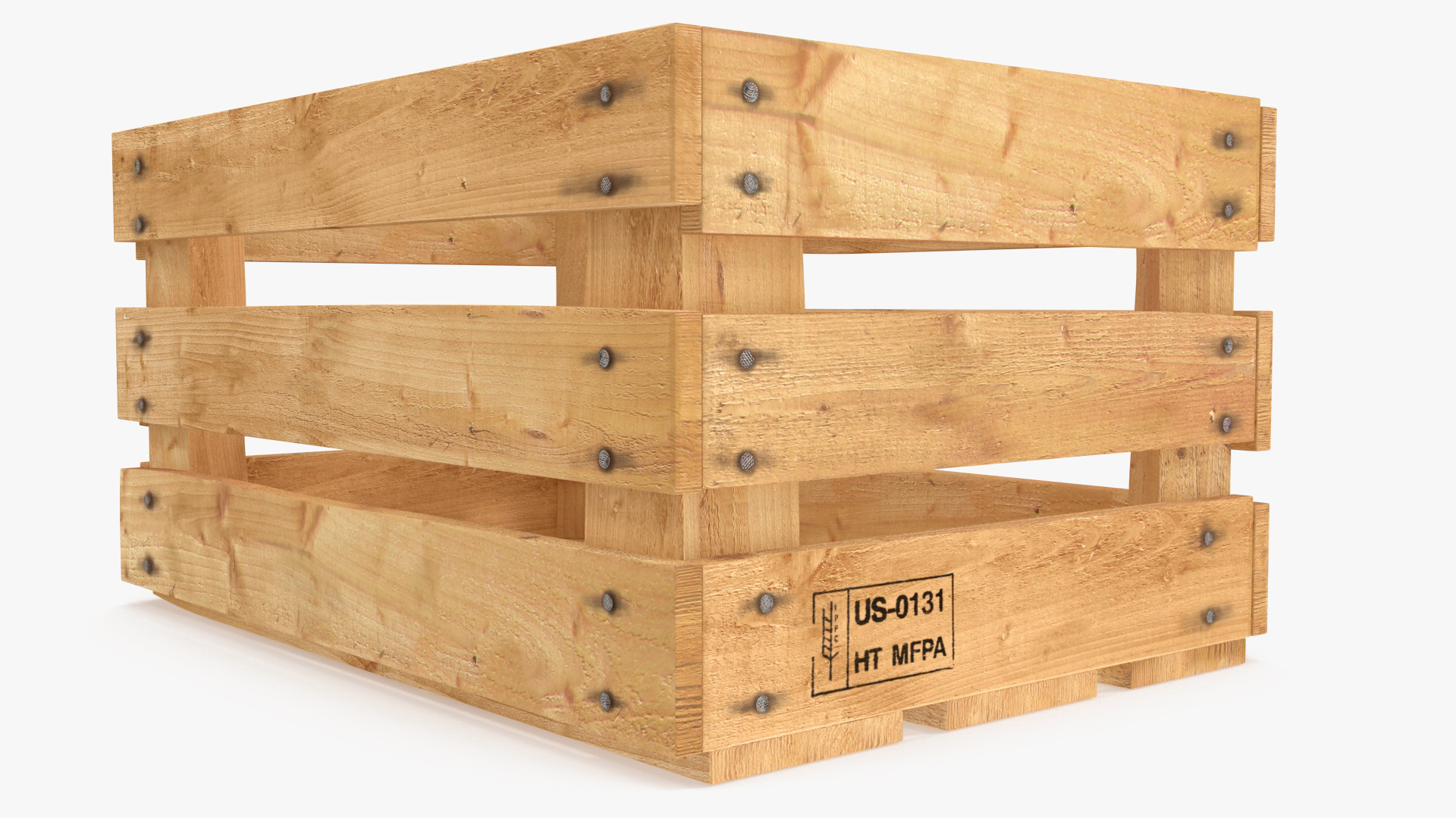 Vintage Wood Open Slat Fruit Crate 3D model