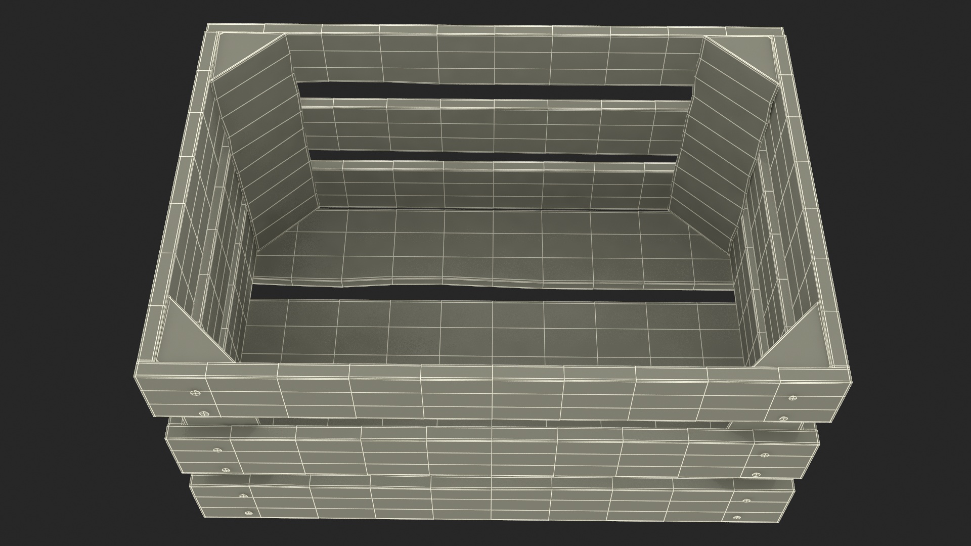 Vintage Wood Open Slat Fruit Crate 3D model