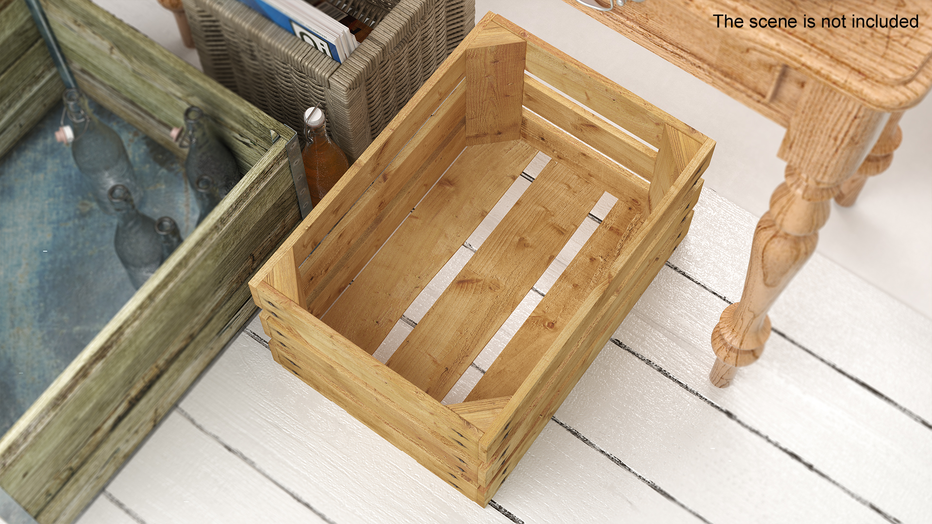 Vintage Wood Open Slat Fruit Crate 3D model