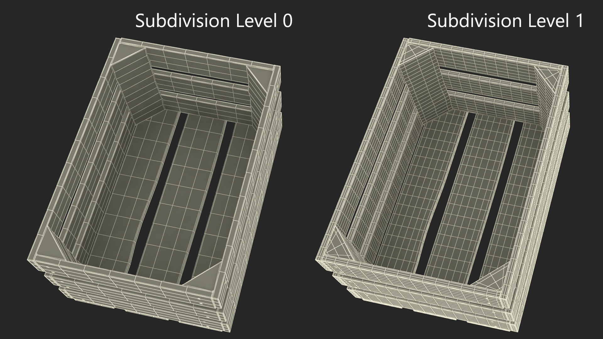 Vintage Wood Open Slat Fruit Crate 3D model