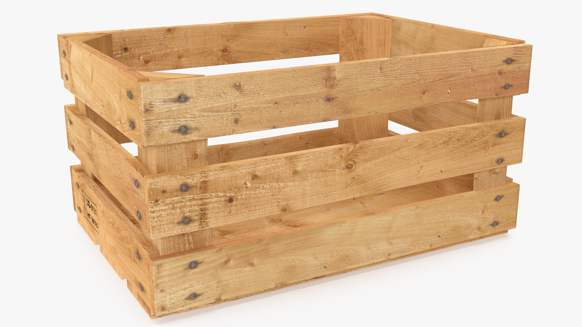 Vintage Wood Open Slat Fruit Crate 3D model