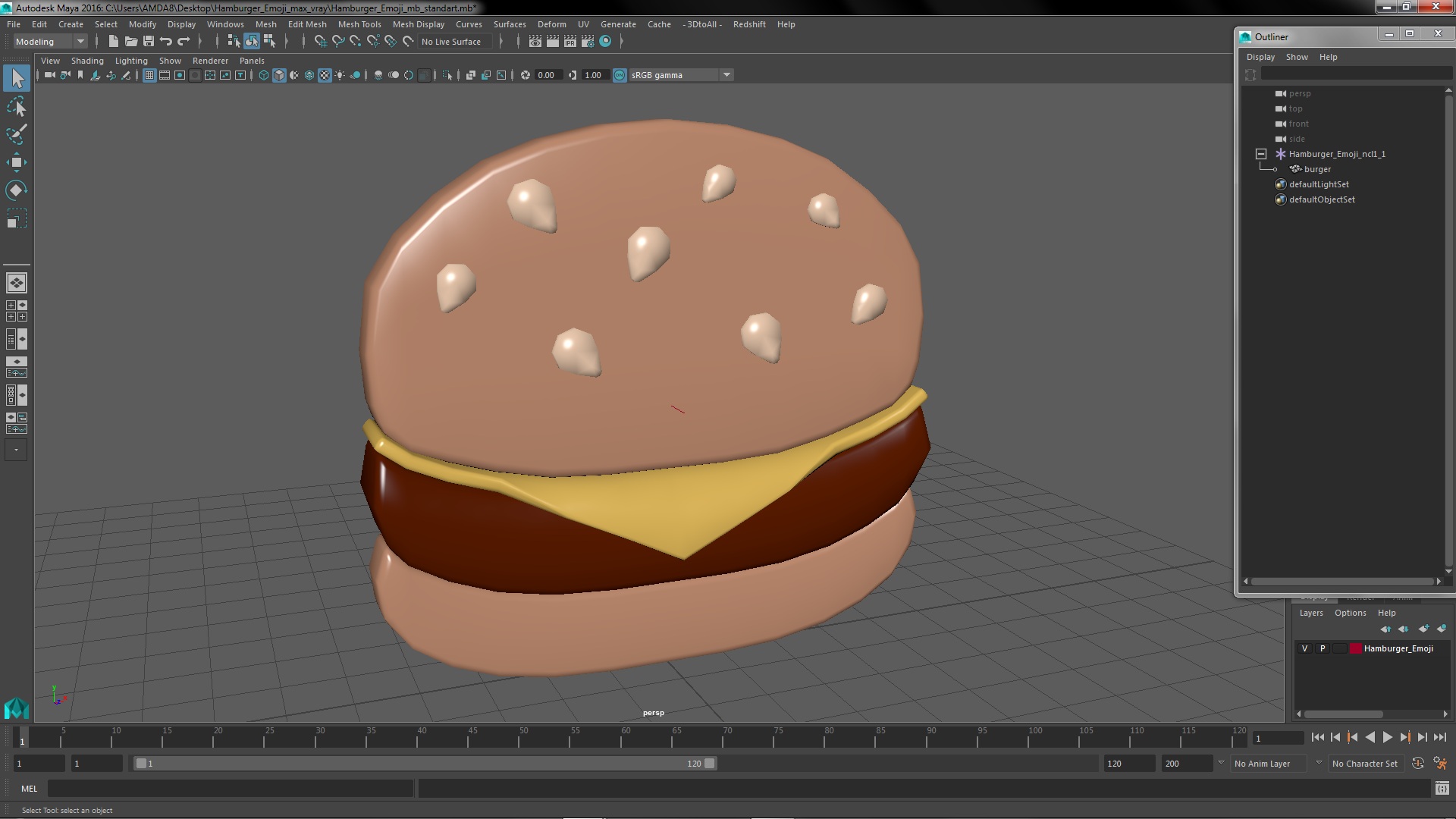 3D model Hamburger Emoji
