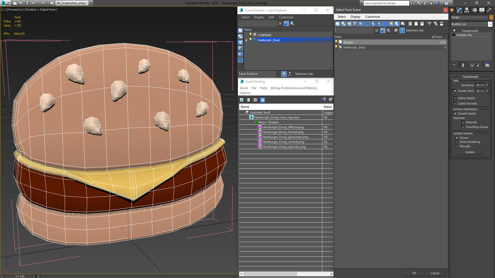 3D model Hamburger Emoji