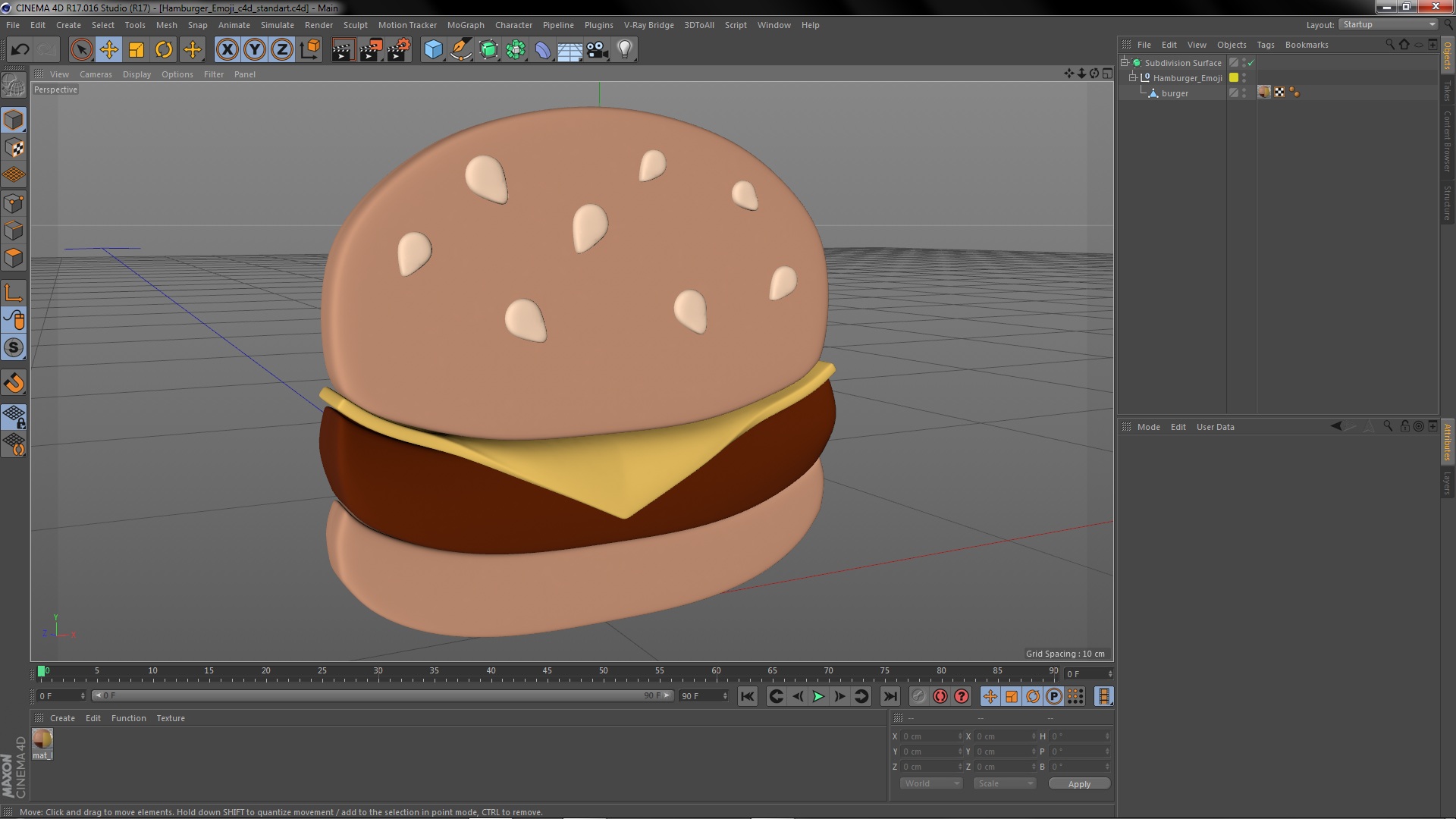 3D model Hamburger Emoji