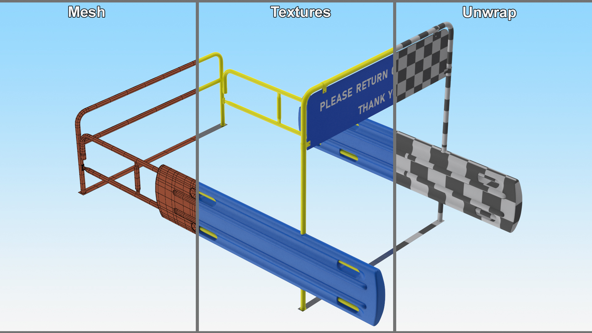 3D model Bumper Cart Corral Yellow