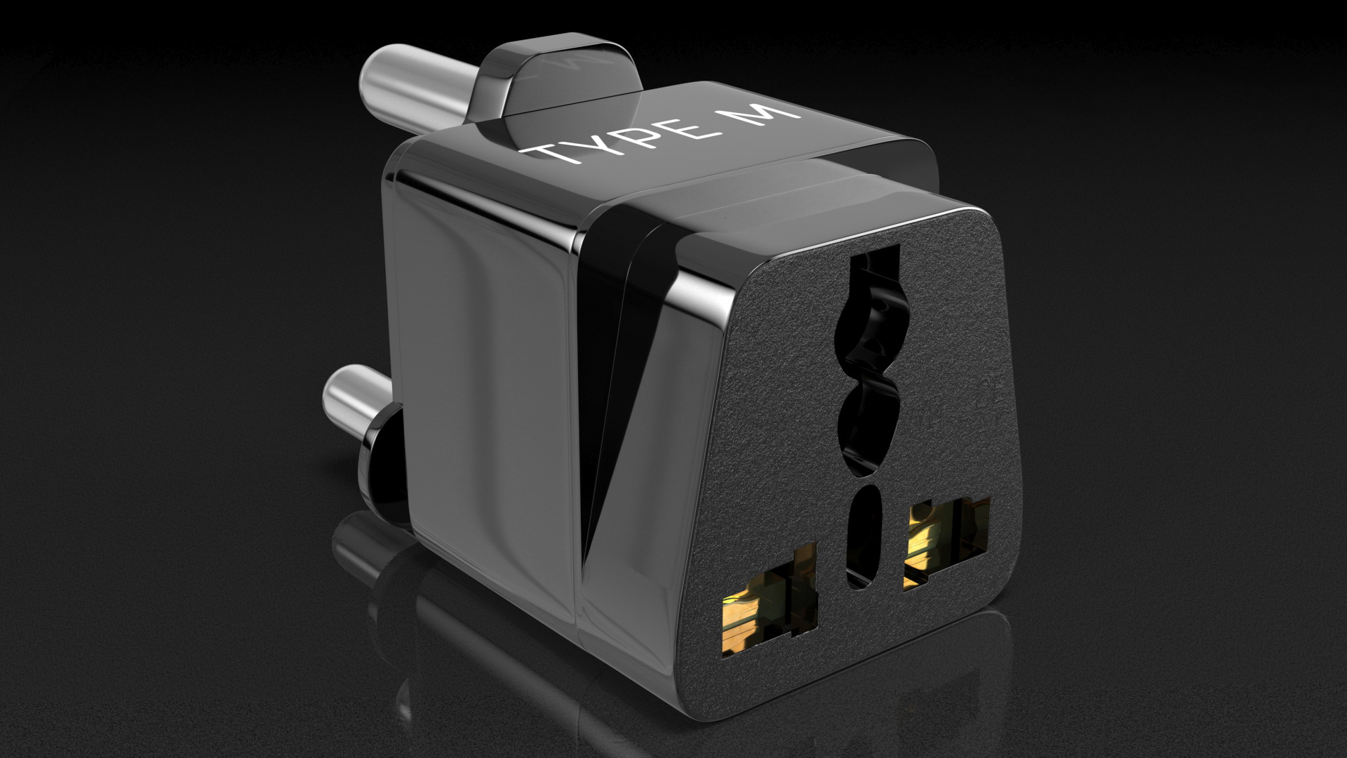 3D Type M Electrical Plug Adapter Black