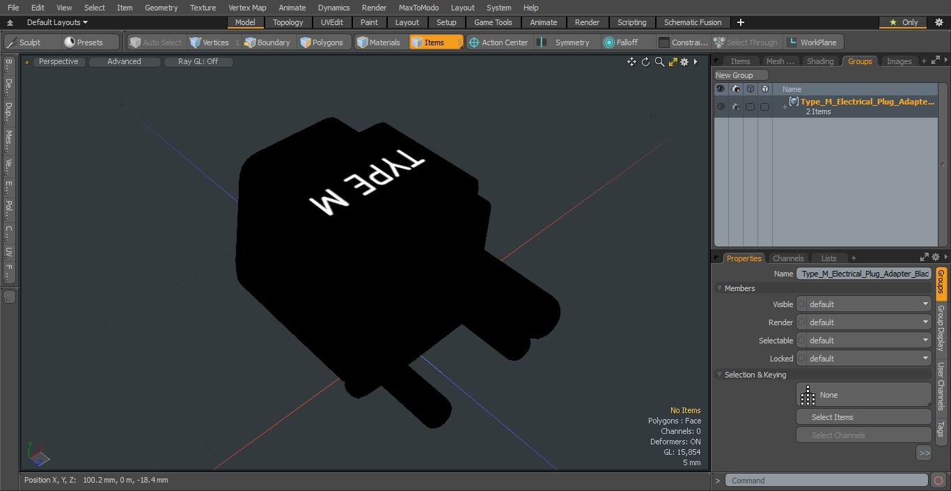 3D Type M Electrical Plug Adapter Black